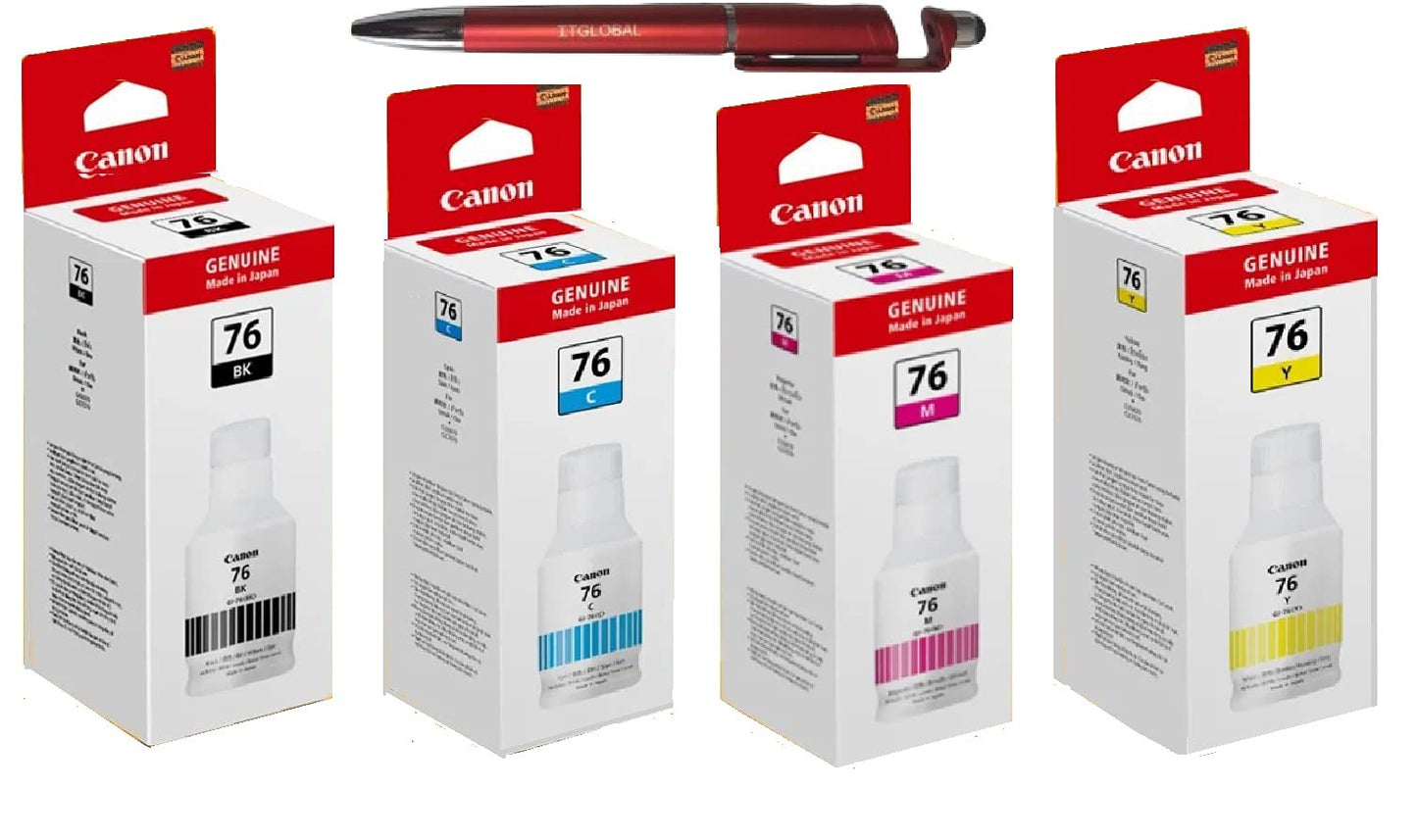 Canon GI 76 B/C/Y/M INK BOTTLE (SET OF 4) Black + Tri Color Combo Pack Ink Bottle