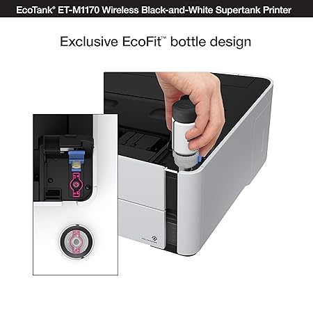 Epson Ecotank Wireless Monochrome Supertank Printer (M1170), White (ADDITIONAL 3 YEARS WARRANTY)