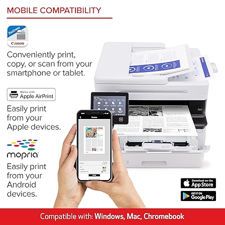 Canon imageCLASS MF465dw - Monochrome, Duplex Wireless Laser Printer, All-in-One with Scanner, Copier, Fax, Home or Office, Auto Document Feeder, Mobile Ready, Warranty, 40 PPM, White