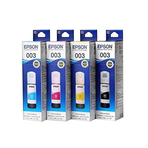 Epson 003 65ml Ink Bottle (Magenta, Yellow, Cyan, Black) ;Compatible with :L3110 /L3101/ L3150 / L4150 / L4160 / L6160 / L6170 / L6190 Printer Models