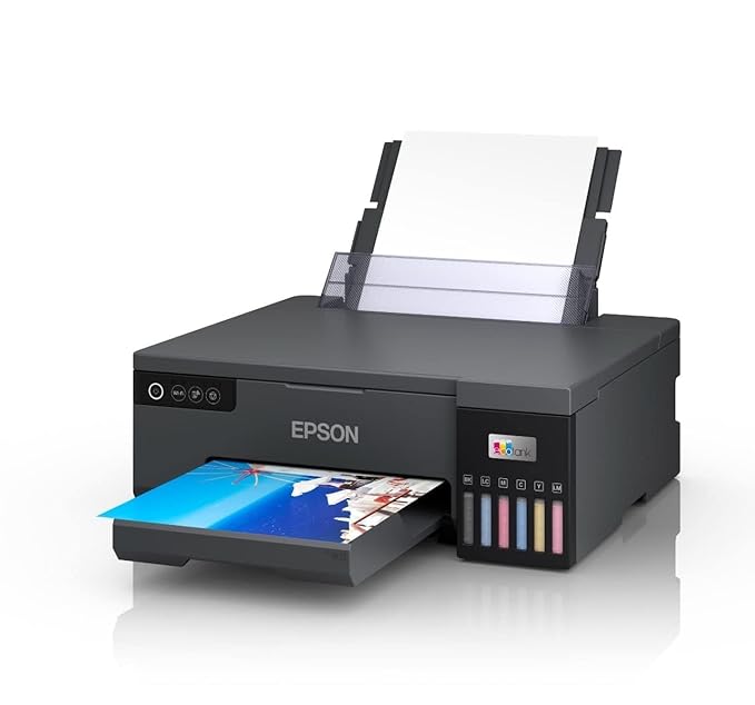Epson EcoTank L8050 Single Function 6 Color Ink Tank Photo & ID Card Printer, Wi-Fi, Borderless Printing, CD/DVD Printing, 22ppm Color & Mono, Black