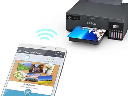Epson EcoTank L8050 Single Function 6 Color Ink Tank Photo & ID Card Printer, Wi-Fi, Borderless Printing, CD/DVD Printing, 22ppm Color & Mono, Black