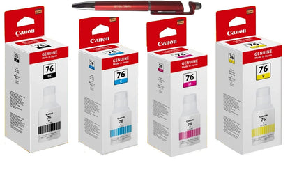 Canon GI 76 B/C/Y/M INK BOTTLE (SET OF 4) Black + Tri Color Combo Pack Ink Bottle
