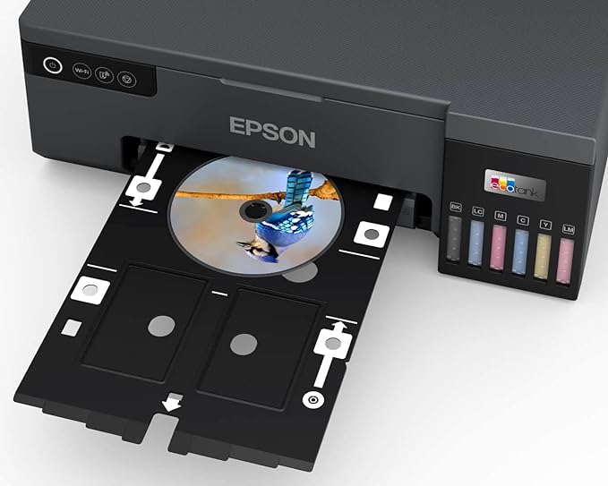 Epson EcoTank L8050 Single Function 6 Color Ink Tank Photo & ID Card Printer, Wi-Fi, Borderless Printing, CD/DVD Printing, 22ppm Color & Mono, Black