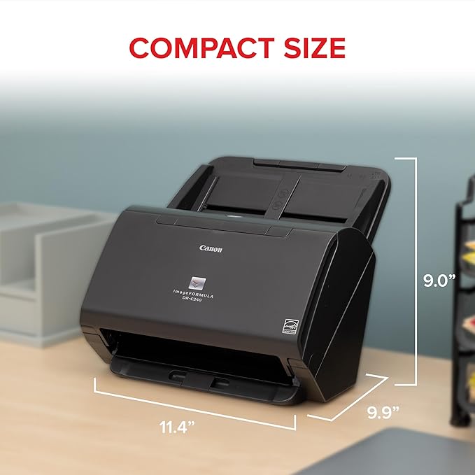 Canon imageFORMULA DR-C240 Desktop Document Scanner — 45 ppm (Mono), Duplex, 60-Sheet ADF