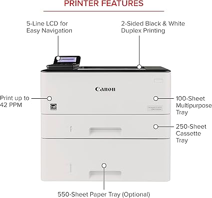 Canon imageCLASS LBP246dw - Monochrome Duplex, Wireless Laser Printer, Single Function, Mobile Ready, with 1 Year Limited Warranty, 42 PPM