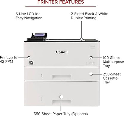 Canon imageCLASS LBP246dw - Monochrome Duplex, Wireless Laser Printer, Single Function, Mobile Ready, with 1 Year Limited Warranty, 42 PPM