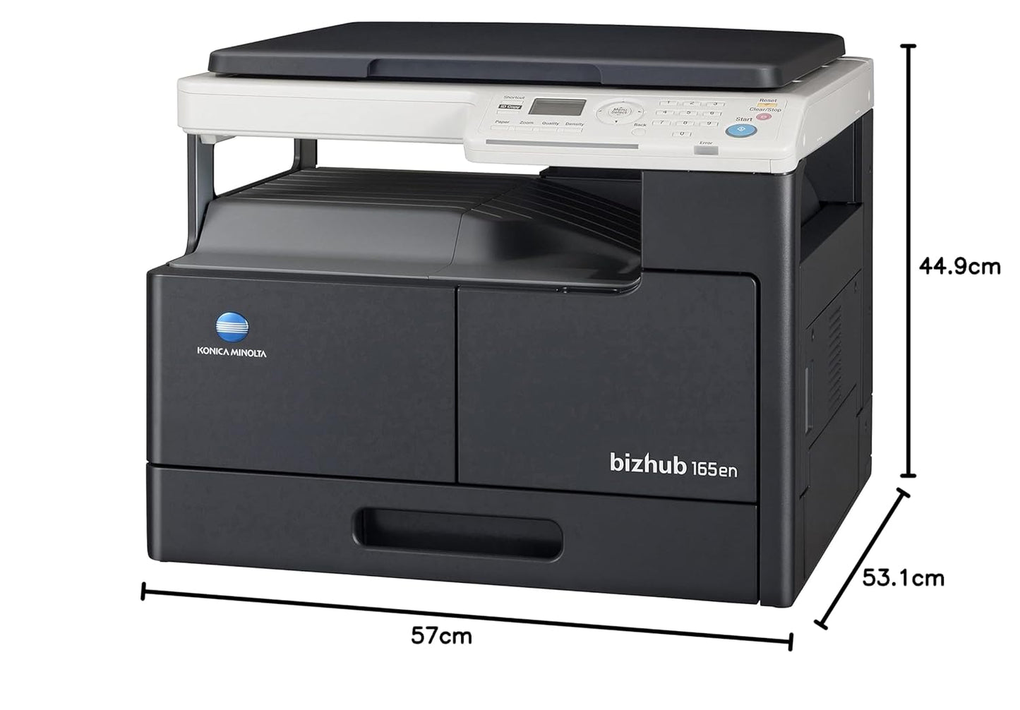 KonicaMinolta bizhub 165en Multi-Functional 16 PPM Scanner/Copier/Network Laser Printer (A3, A4 & A5 Print Size Capabilities Grey, 570 X 531 X 449 mm)
