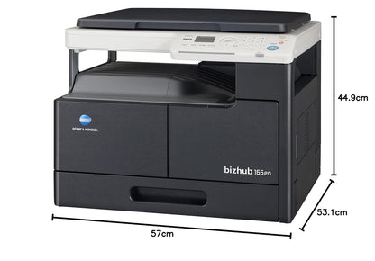 KonicaMinolta bizhub 165en Multi-Functional 16 PPM Scanner/Copier/Network Laser Printer (A3, A4 & A5 Print Size Capabilities Grey, 570 X 531 X 449 mm)
