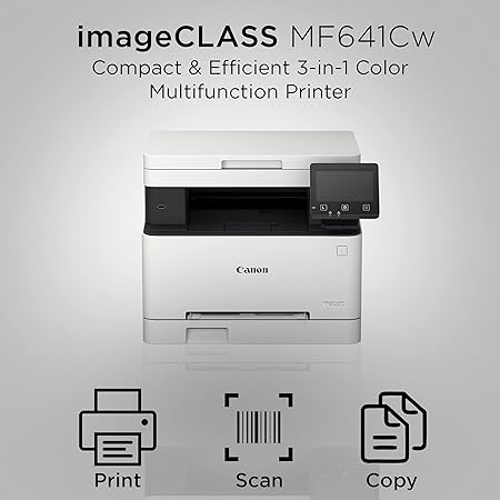 Canon imageCLASS MF641CW Multi Function Laser Colour Printer, White / Black, Medium (MF 641CW)