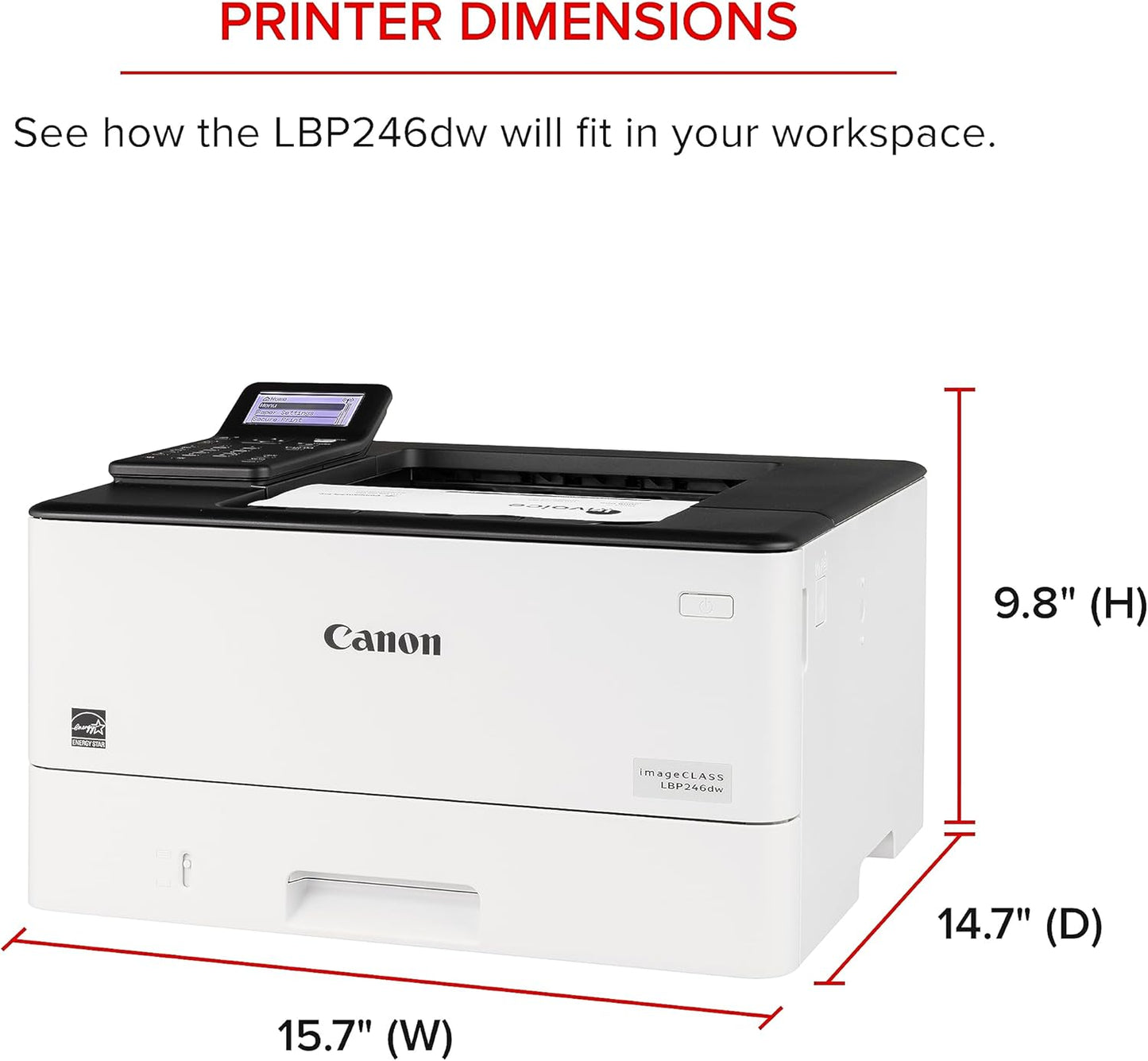Canon imageCLASS LBP246dw - Monochrome Duplex, Wireless Laser Printer, Single Function, Mobile Ready, with 1 Year Limited Warranty, 42 PPM