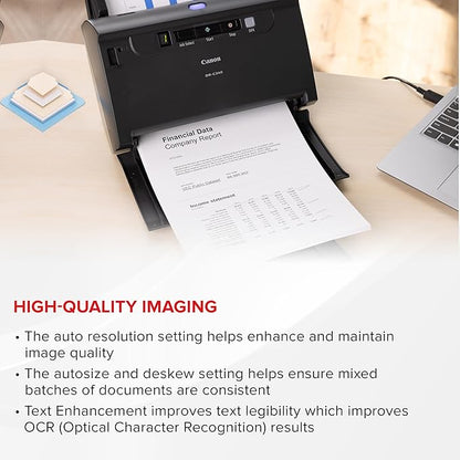 Canon imageFORMULA DR-C240 Desktop Document Scanner — 45 ppm (Mono), Duplex, 60-Sheet ADF