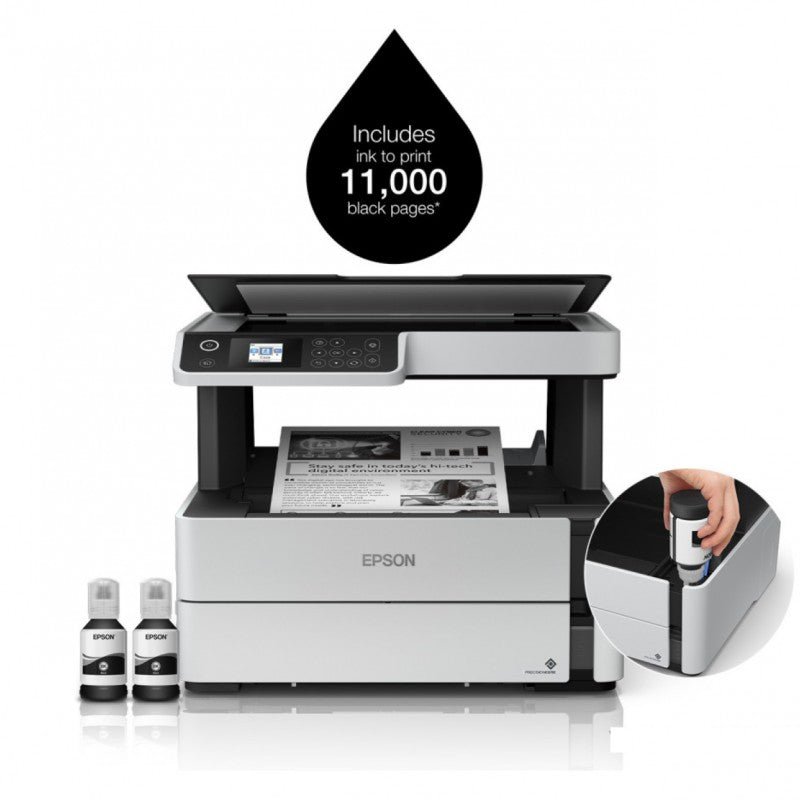 Epson M2170 Monochrome All-in-One WiFi,Networking, Auto Duplex InkTank Printer, Black Medium (ADDITIONAL 3 YEARS WARRANTY)