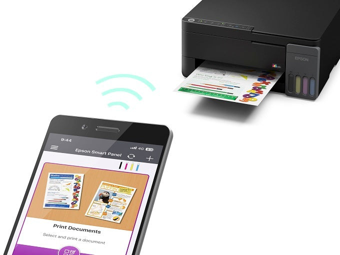 Epson EcoTank L3350 printer front view with ink tank